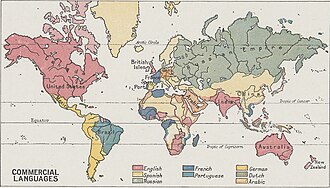 Trade languages of the world in 1908 from The Harmsworth Atlas and Gazetteer