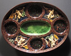 Oval Dish with Winged Putti