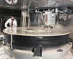 Grinding of Hubble's primary mirror at Perkin-Elmer, March 1979