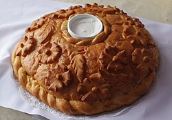 Bread and salt at a Russian wedding ceremony