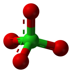 Ball-and-stick model of the perchlorate ion