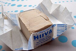 A block of compressed fresh yeast