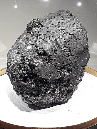 Orgueil meteorite, a CI chondrite that fell in France in 1864. Picture taken at the Museum of Natural History in Paris.