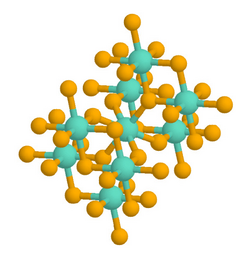 A ball-and-stick chemical model of a rutile crystal