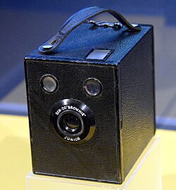 Six-20 Brownie Junior camera, Kodak Ltd., UK, 1934–1938. National Museum of Scotland, Edinburgh, Scotland, UK