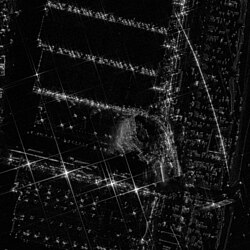 SAR satellite picture of the partially collapsed roof