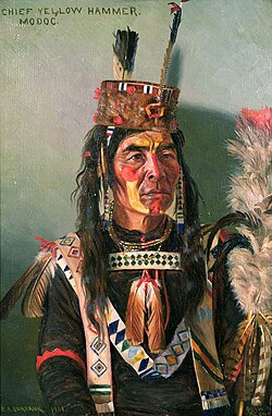 Chief Yellow Hammer painted in traditional clothing by E.A Burbank, 1901.