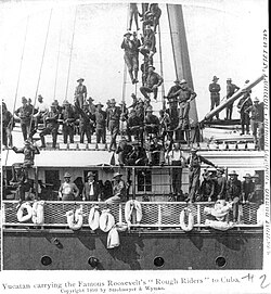 Rough Riders heading to Cuba aboard the steamship Yucatan.