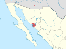 A map showing the approximate locations of Yaqui people