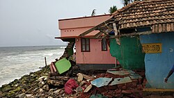 Sea erosion at Valiyathura Kerala, India