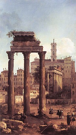 Rome: Ruins of the Forum, Looking towards the Capitol (1742) by Canaletto