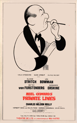 "Dad's Renaissance": Coward's popularity surged in the 1960s; this poster features Al Hirschfeld's drawing of Coward rather than the stars of this 1968 revival.