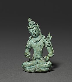 Buddhist bronze figure depicting Boddhisattva Padmapani, 10th-century dated from late period of Mataram kingdom