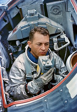 Elliot See during water egress training with NASA (1965)