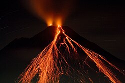 Arenal Volcano, Costa Rica, is a stratovolcano.