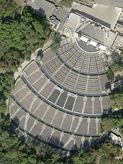 2012 aerial photograph showing the seating of the Hollywood Bowl