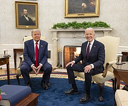 President Joe Biden with President-elect Donald Trump after the latter's second election victory in November 2024
