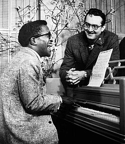 Davis and host Steve Allen rehearsing for the premiere of The Steve Allen Show in 1956