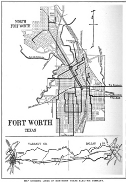 "Map showing lines of the Northern Texas Electric Company (Fort Worth)", c. 1907