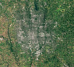 Aerial satellite image of Columbus