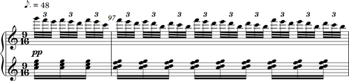 Beethoven arietta from Piano Sonata 32, bars 96–97