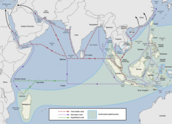 The Austronesian maritime trade network was the first trade routes in the Indian Ocean.