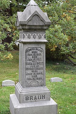 Wright-Braun family monument, Spring Grove Cemetery, Cincinnati, Ohio