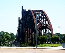 The Rock Island Railroad Bridge (before restoration) is a now-defunct railroad bridge.