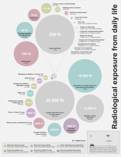Visual comparison of radiological exposure from daily life activities.