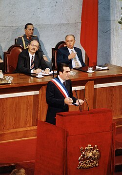 Eduardo Frei Ruiz-Tagle (center) during his speech before the Plenary Congress, in 1995.