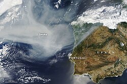 Smoke over Spain and Portugal on June 27