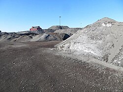 Pile of steelmaking slag at the Cleveland-Cliffs Indiana Harbor steelmaking facility