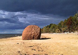 Lauču Stone in Vidzeme coastline, Latvia