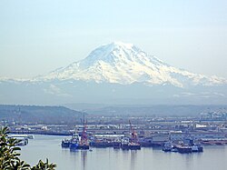 View of Mount Rainier and the Port of Tacoma from Browns Point