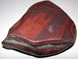 Red hematite-rich sample from a banded iron formation in Wyoming.