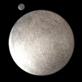 Artist's impression of Eris and its satellite Dysnomia.