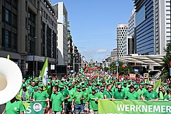 CSC/ACV members during a national demonstration against the policies of the De Wever Government in 2025.