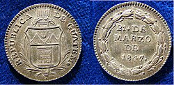 Proclamation Coin 1847 of the independent Republic of Guatemala