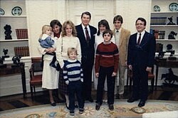 Congressman DeWine (far-right) and his family with President Ronald Reagan in 1985