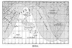 Map showing the visibility of the 1874 transit of Venus