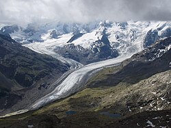 Morteratsch (right) and Pers (left) glaciers in 2005