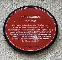 A plaque honoring his life, mounted outside his home at 57 East 66th Street in Manhattan's Lenox Hill neighborhood