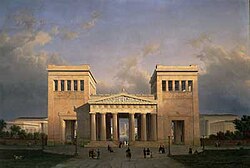 Propylaea at Königsplatz, painting of Leo von Klenze, 1848