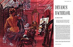 Roald Dahl's story "The Devious Bachelor" was illustrated by Fritz Siebel when it was published in Collier's (September 1953).