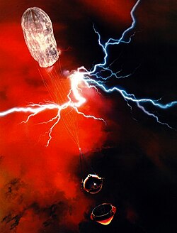 Pioneer Venus Large Probe opens its parachute (artist's rendition)